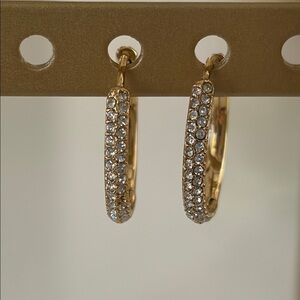 Nadri Gold Tone Pave Hoop Earrings